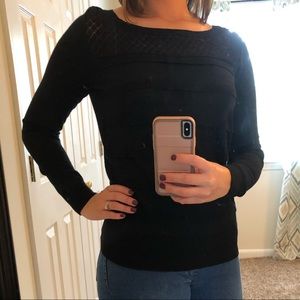 Black Loft Lace and Scallop Front Sweater